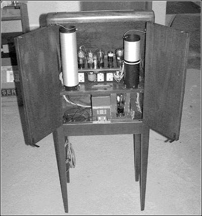 A rear view of the restored Theremin.