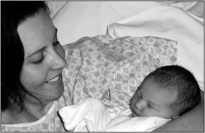 Rachel Page Bryan, pictured here on May 14, at age 14 hours, with mom Cindie.
