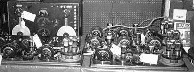 A table of Atwater Kent breadboards, with an IP-500