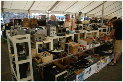 view of the flea market under the big tent