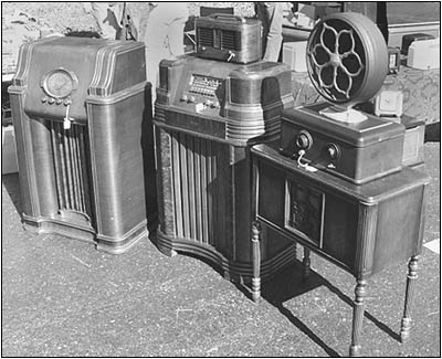 Consoles on display at the flea market.