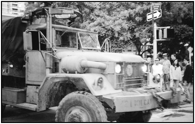 Instead of taxis and limos, military vehicles crowded the streets of lower Manhattan.