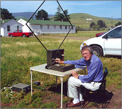 Bjorn Forsberg is operating one of two BC-148 Army trench transceivers on the 75-meter band.