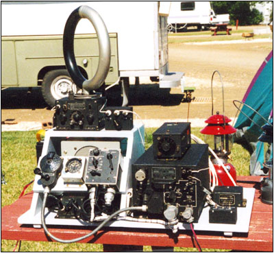 A Navy Type ARB communications receiver is combined with a ZB-3 UHF navigation receiver on top.