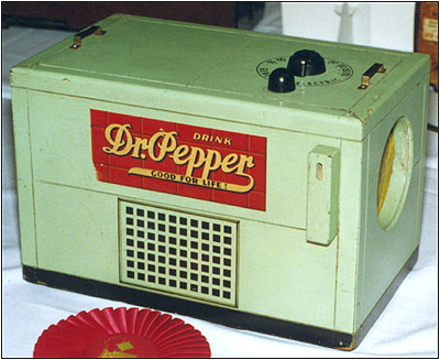 A Dr. Pepper cooler radio.